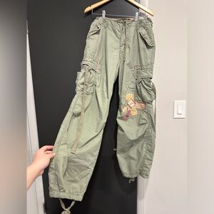 Vintage Y2K Abercrombie & Fitch Cargo Pants Patchwork Lace Green Size 6